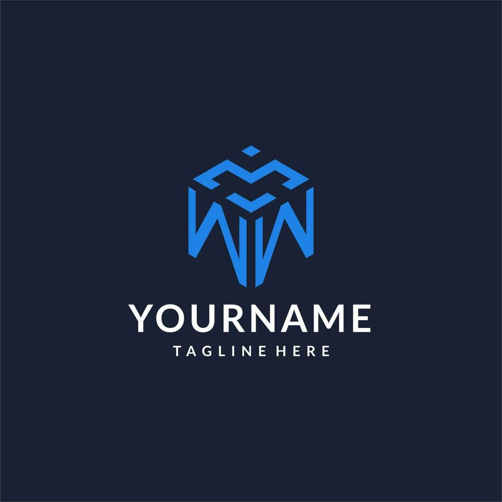 WW logo hexagon designs, best monogram initial logo with hexagonal shape design ideas vector