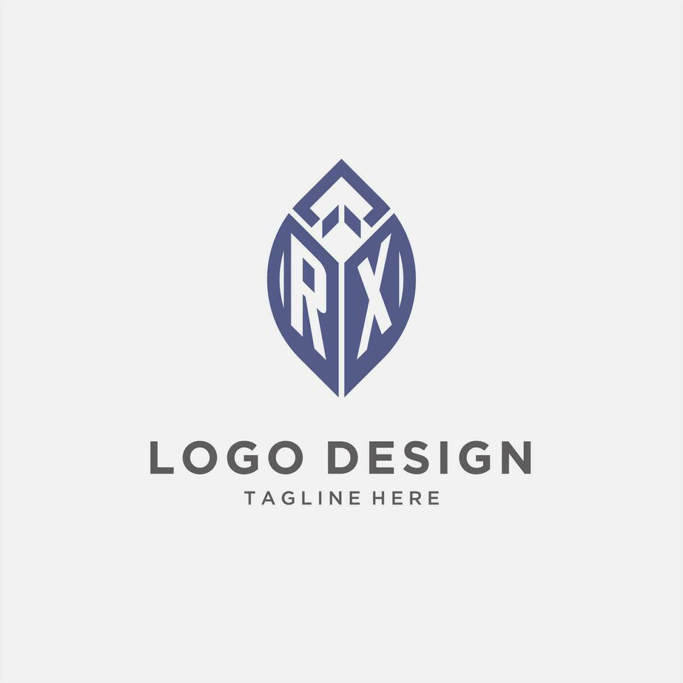 RX logo with leaf shape, clean and modern monogram initial logo design vector
