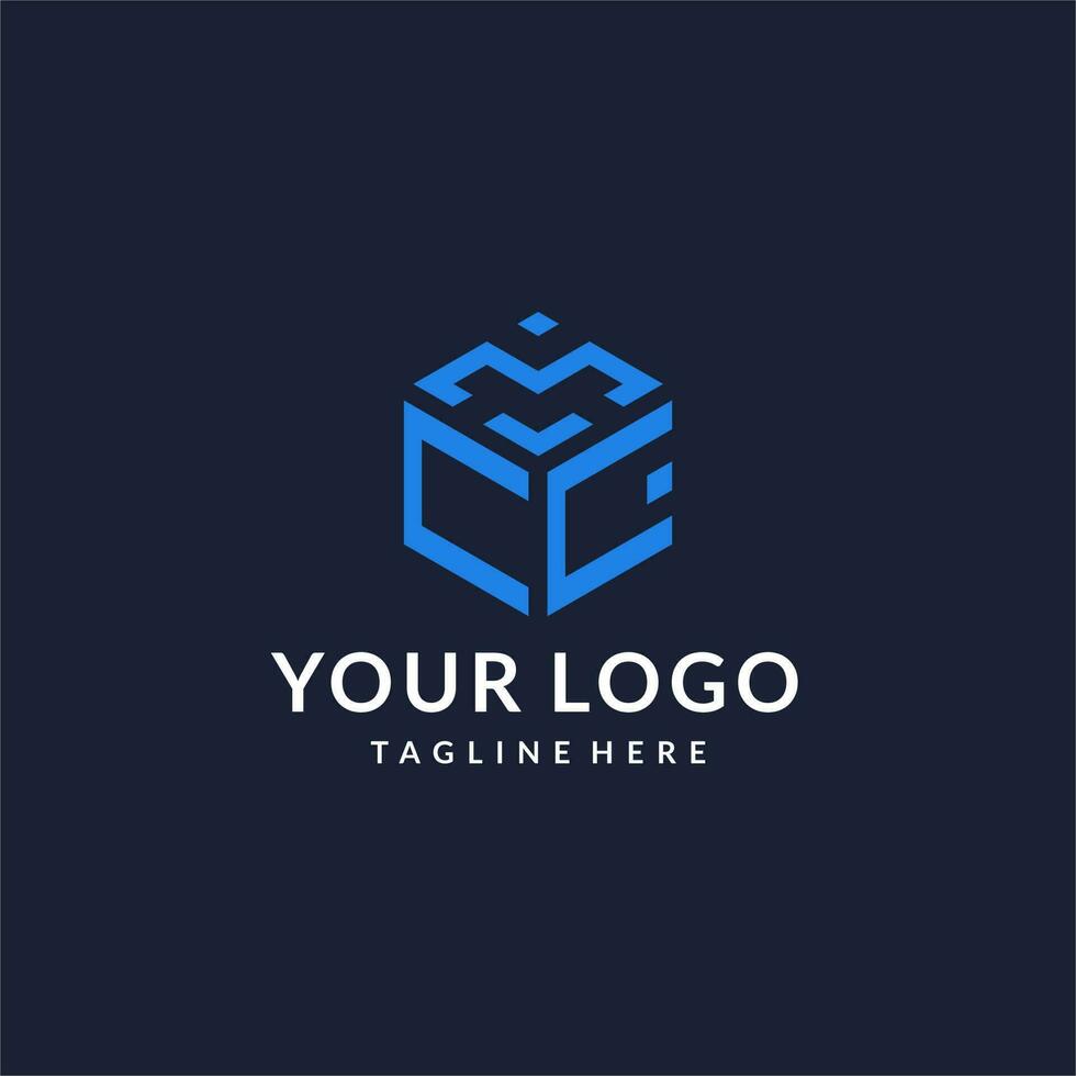 CC logo hexagon designs, best monogram initial logo with hexagonal shape design ideas vector