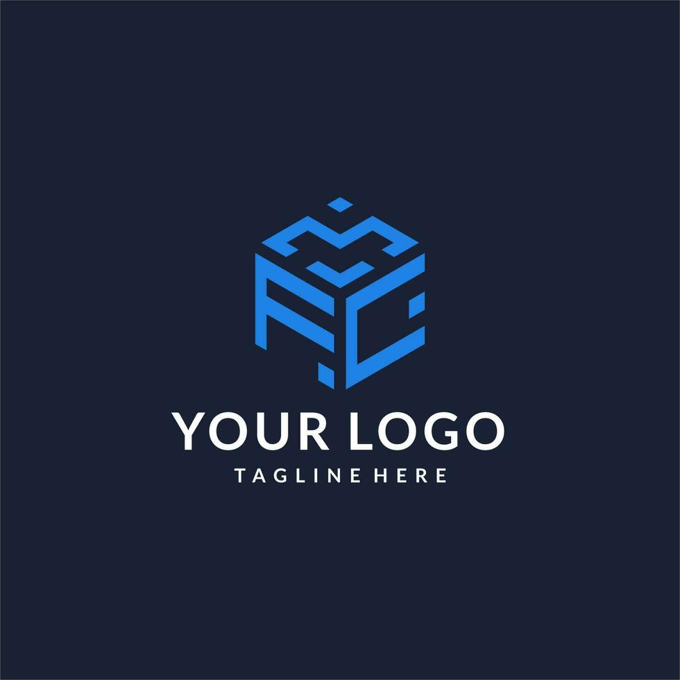FC logo hexagon designs, best monogram initial logo with hexagonal shape design ideas vector