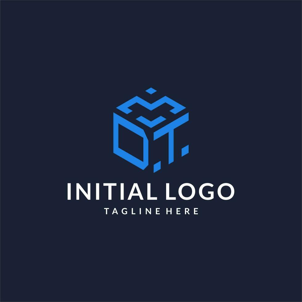 DT logo hexagon designs, best monogram initial logo with hexagonal shape design ideas vector