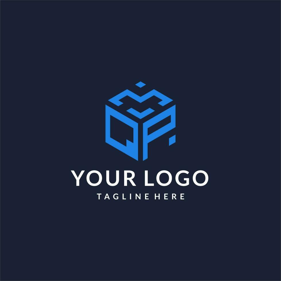 QP logo hexagon designs, best monogram initial logo with hexagonal shape design ideas vector