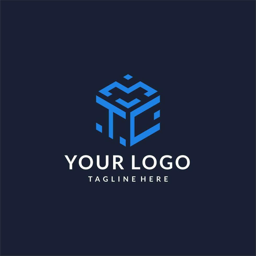 TC logo hexagon designs, best monogram initial logo with hexagonal shape design ideas vector