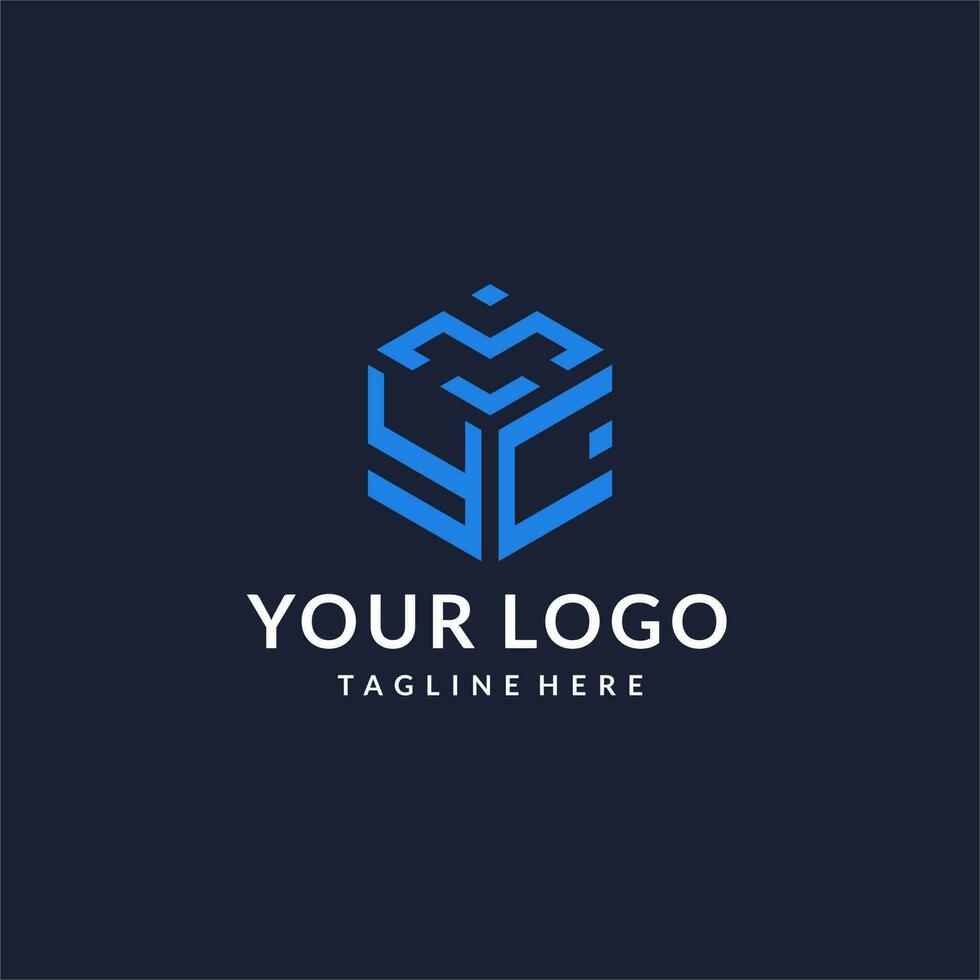 YC logo hexagon designs, best monogram initial logo with hexagonal shape design ideas vector