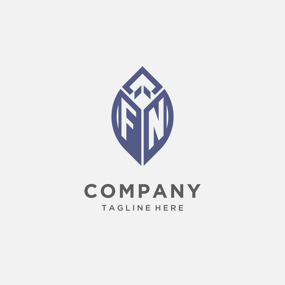 FN logo with leaf shape, clean and modern monogram initial logo design vector