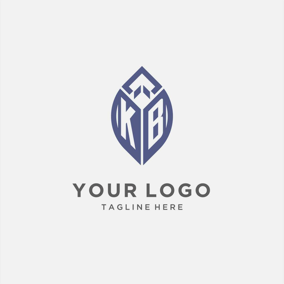 KB logo with leaf shape, clean and modern monogram initial logo design vector