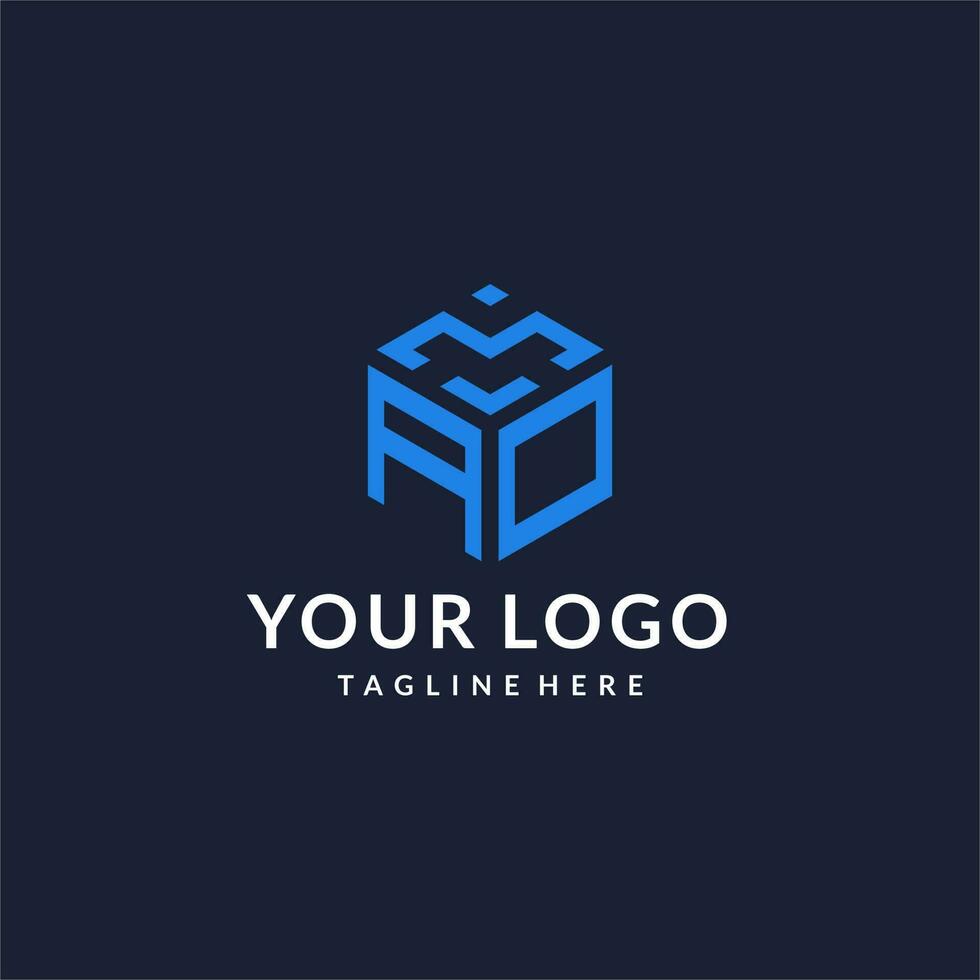 AO logo hexagon designs, best monogram initial logo with hexagonal shape design ideas vector