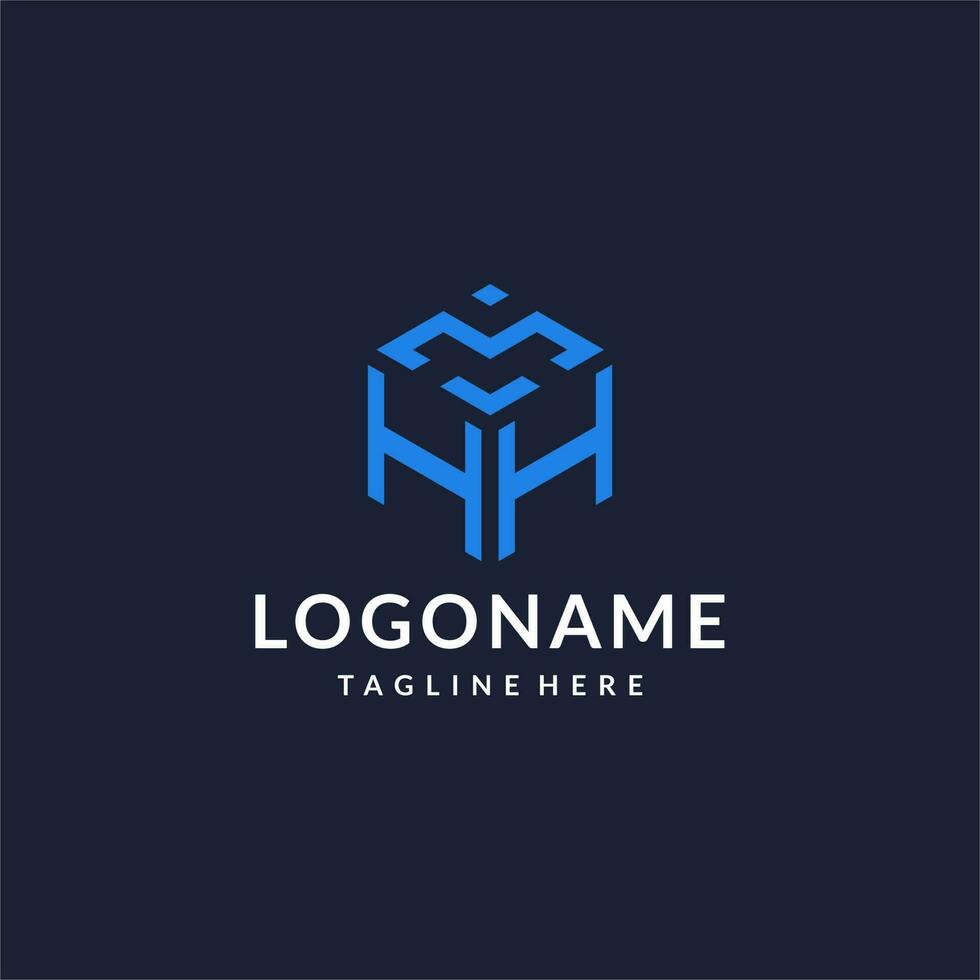 HH logo hexagon designs, best monogram initial logo with hexagonal shape design ideas vector