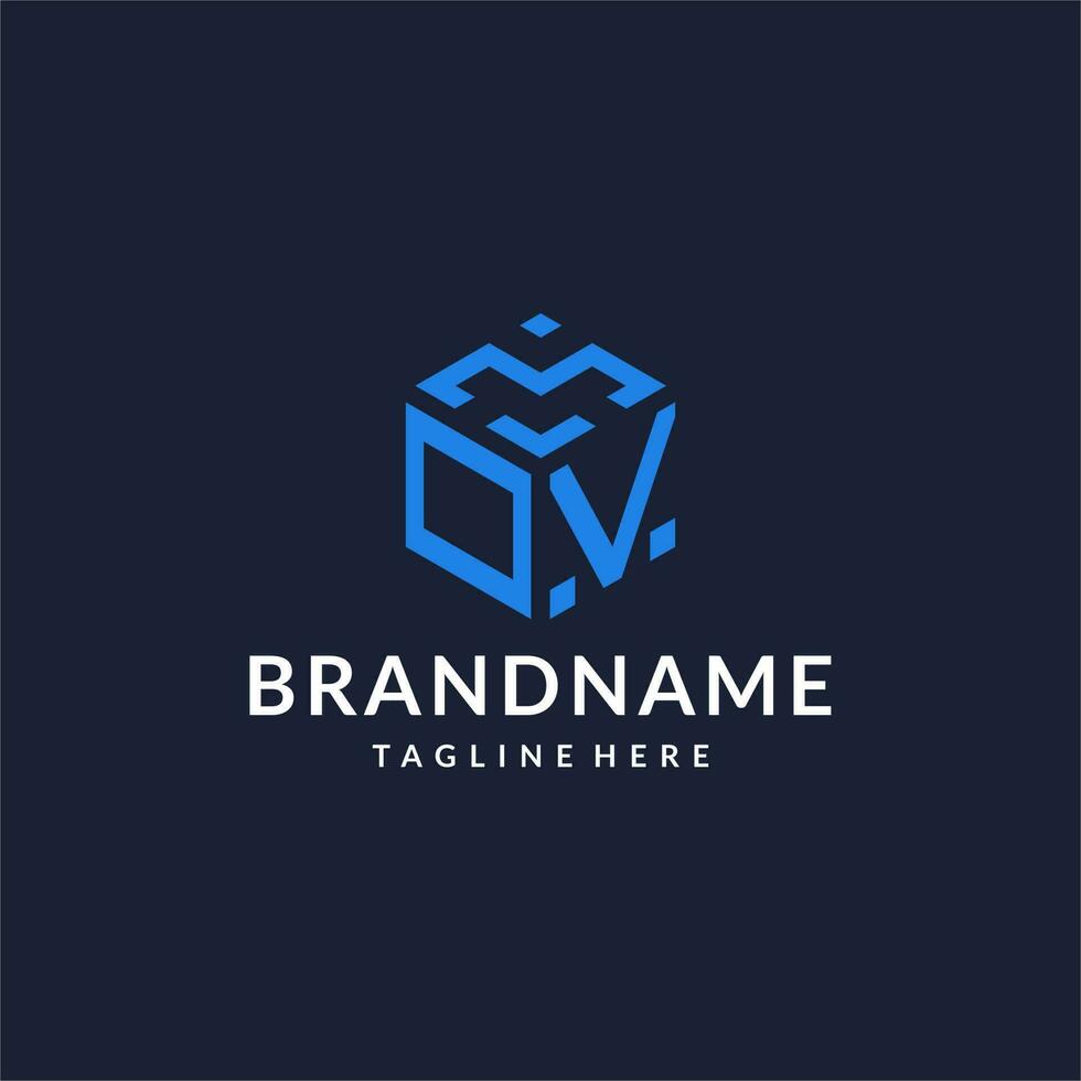OV logo hexagon designs, best monogram initial logo with hexagonal shape design ideas vector