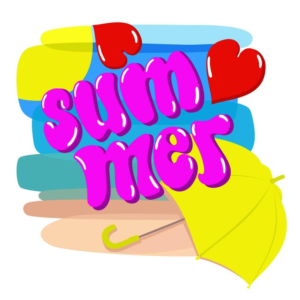 Summer. Bright vector isolated illustration with lettering.