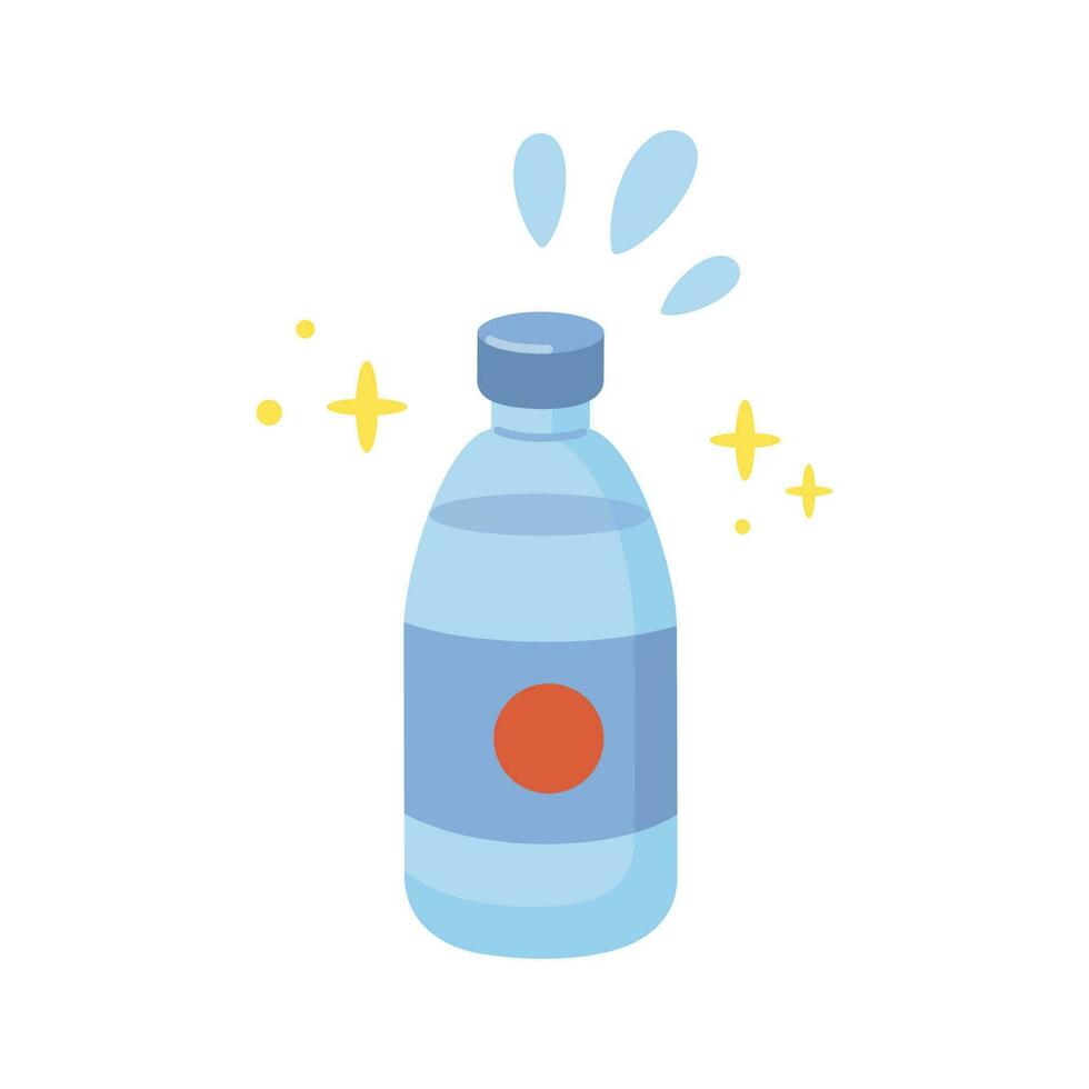 Cute cartoon bottle of water illustration. Vector hand drawn cartoon icon illustration. Water bottle in doodle style. Flat design