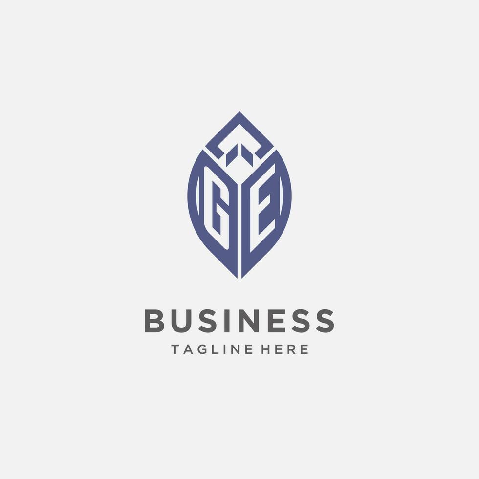 GE logo with leaf shape, clean and modern monogram initial logo design vector