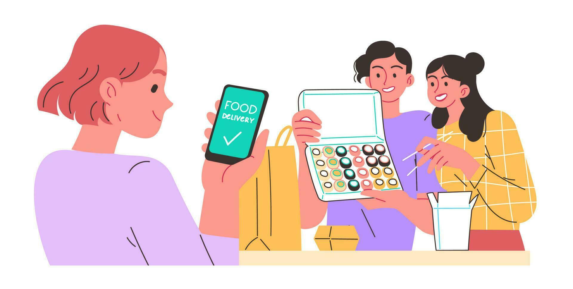 Online food ordering in the app vector