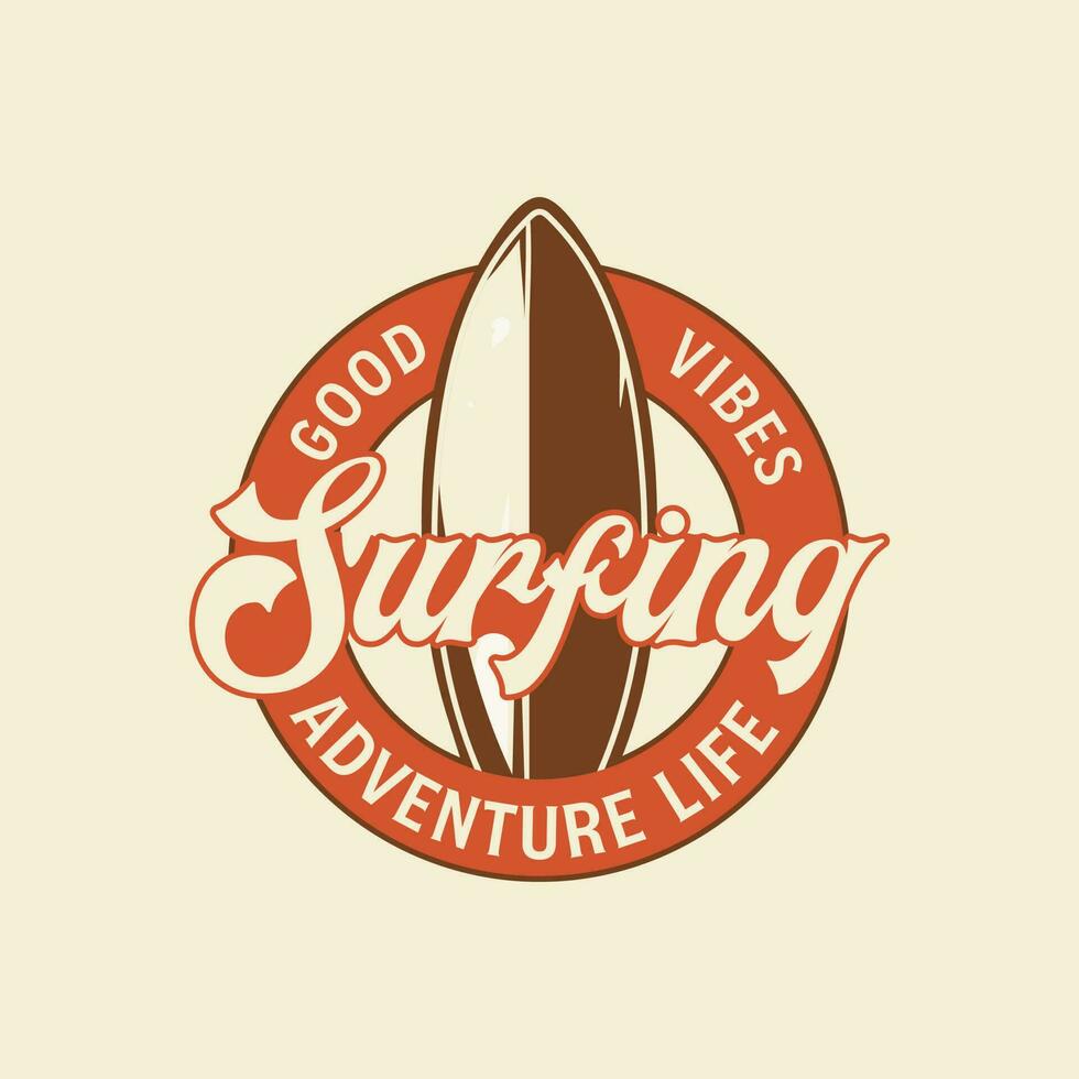 Surfing Vintage Retro Badge Logo Design vector