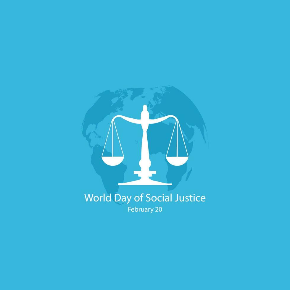 Vector Illustration of World Day of Social Justice. Silhouette of a hand and Earth