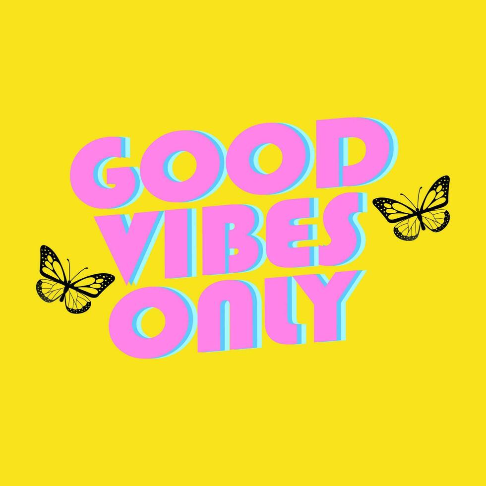 Hand written lettering Good Vibes. Retro style, 70s poster and t shirt design groovy vector