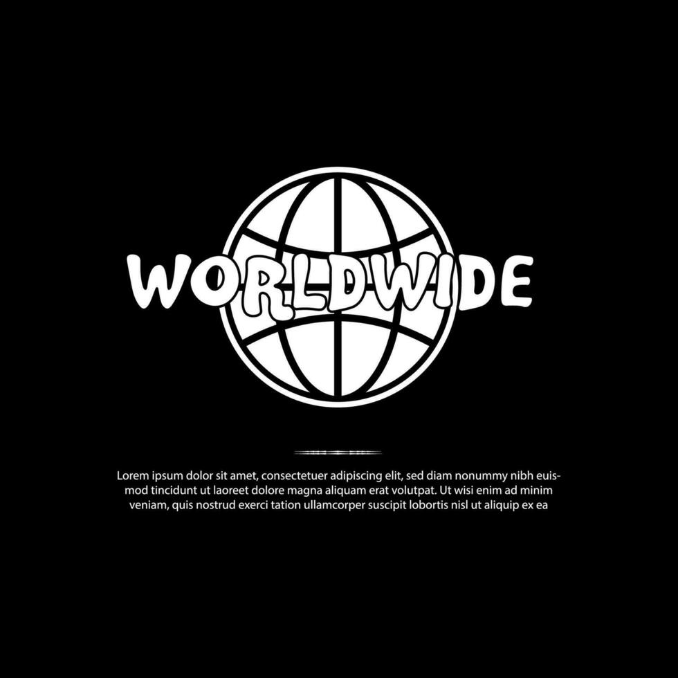 worldwide Design illustration In Acid style, stylish print for streetwear, print for t-shirts vector