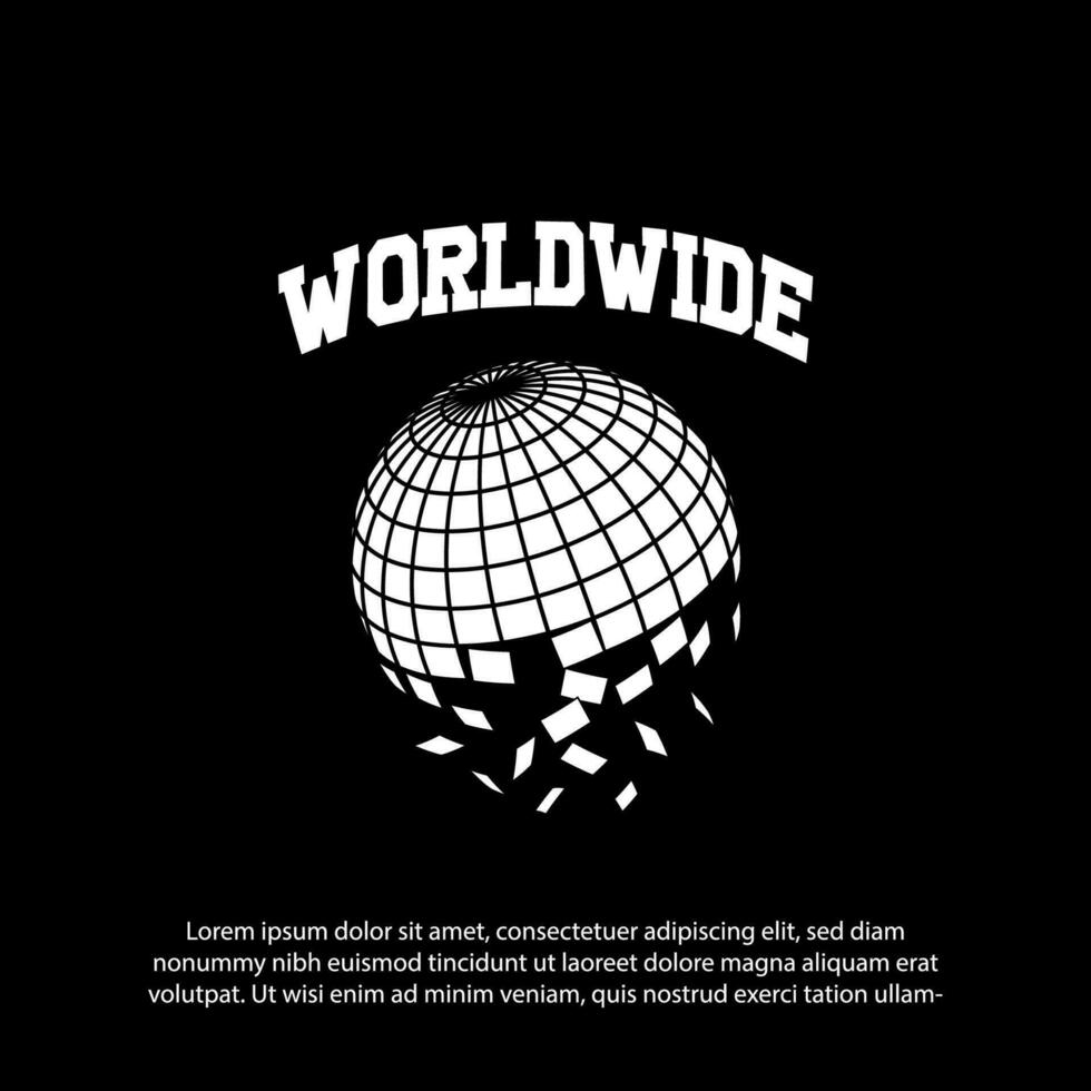 Worldwide Design In Acid style, stylish print for streetwear, print for t-shirts vector