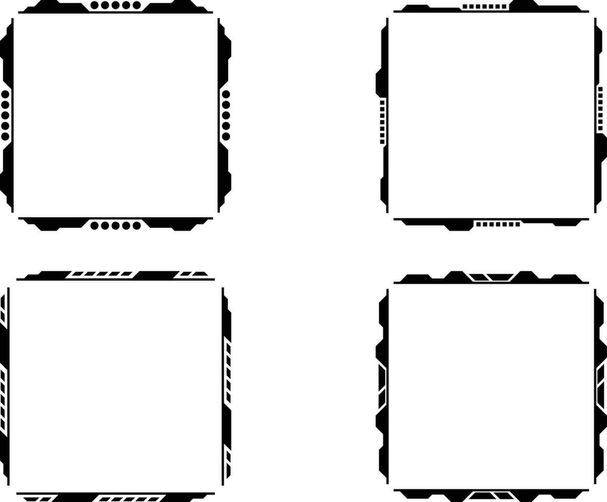 Set of photo frames. Vector illustration in black and white colors.