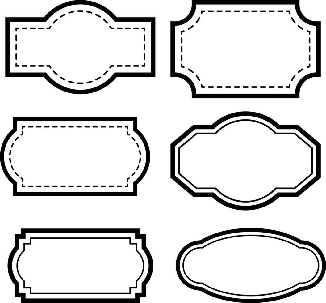 conjunto de Clásico marcos conjunto de Clásico etiquetas. vector ilustración en negro y blanco colores.