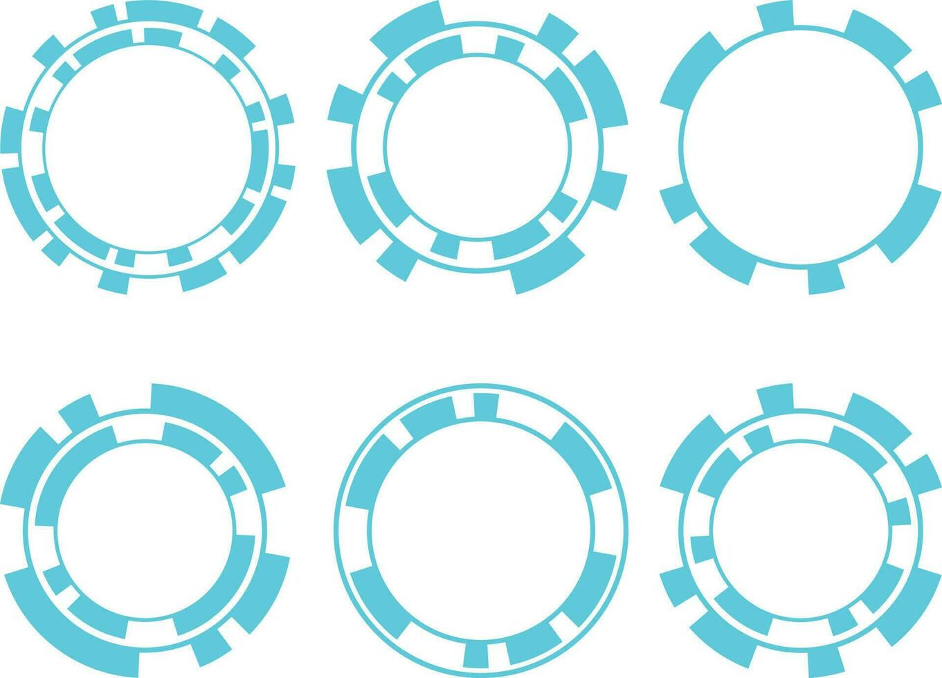 set of frames with circles. Blue tech Round set isolated on white background. Vector illustration.