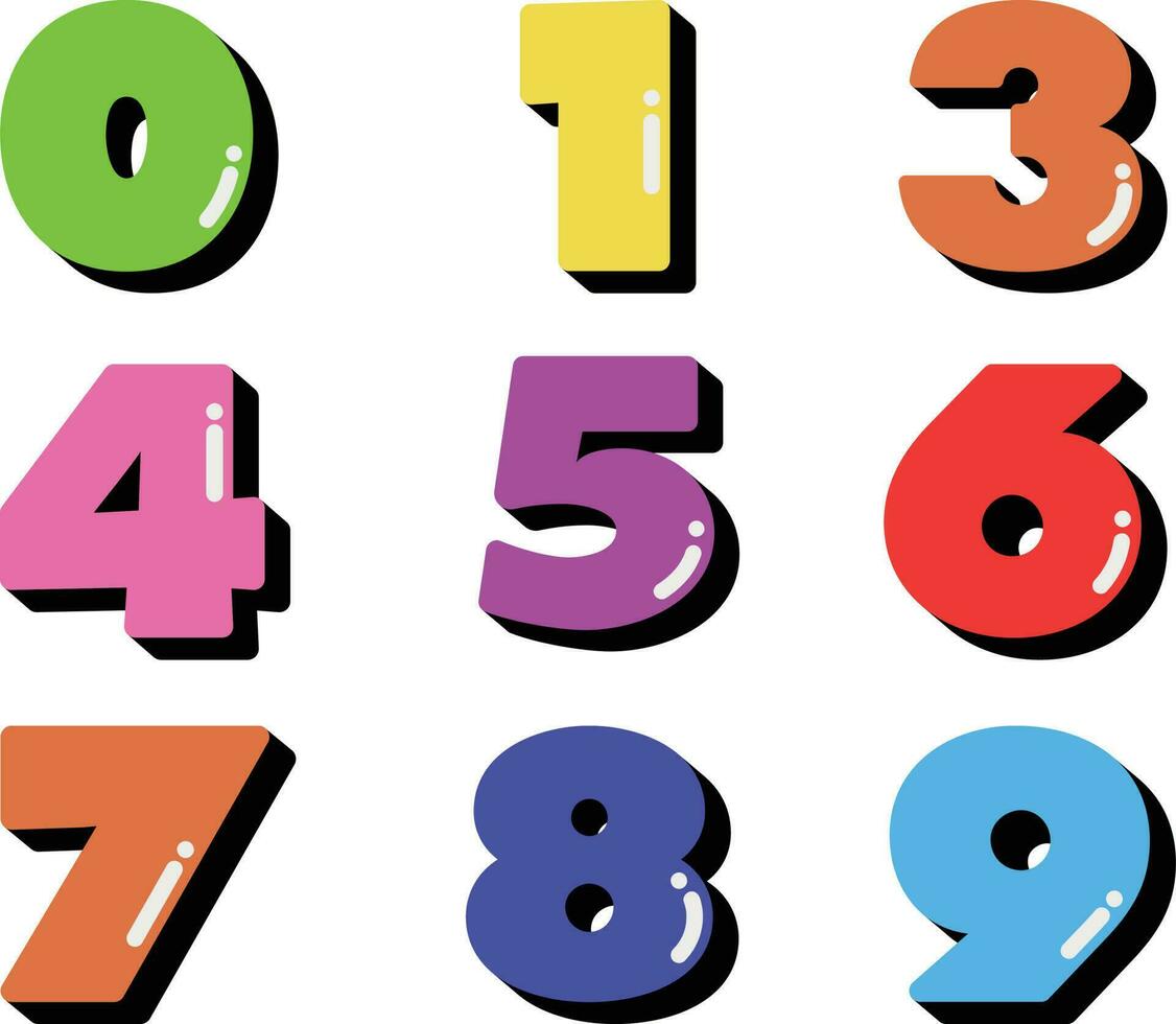 set of numbers. Pastel numbers set. Colorful numbers. Vector illustration in flat style.