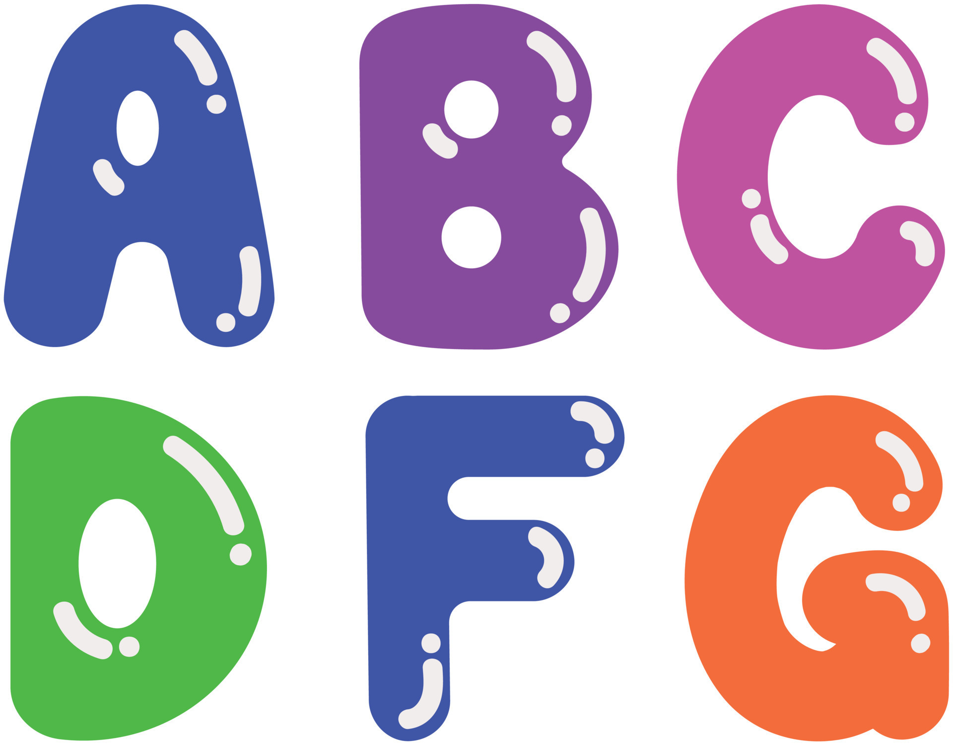 Set of colorful letters Vector illustration. Decorative cute font