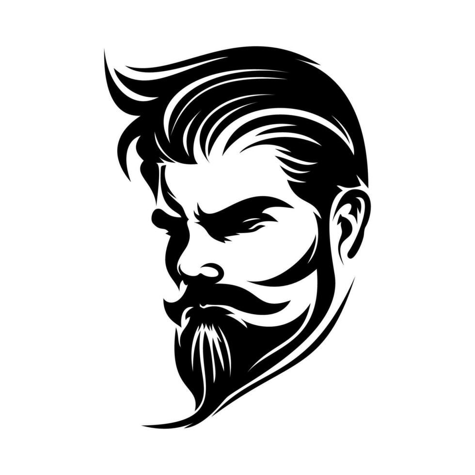 Black man logo for barbershop. Vector Illustration