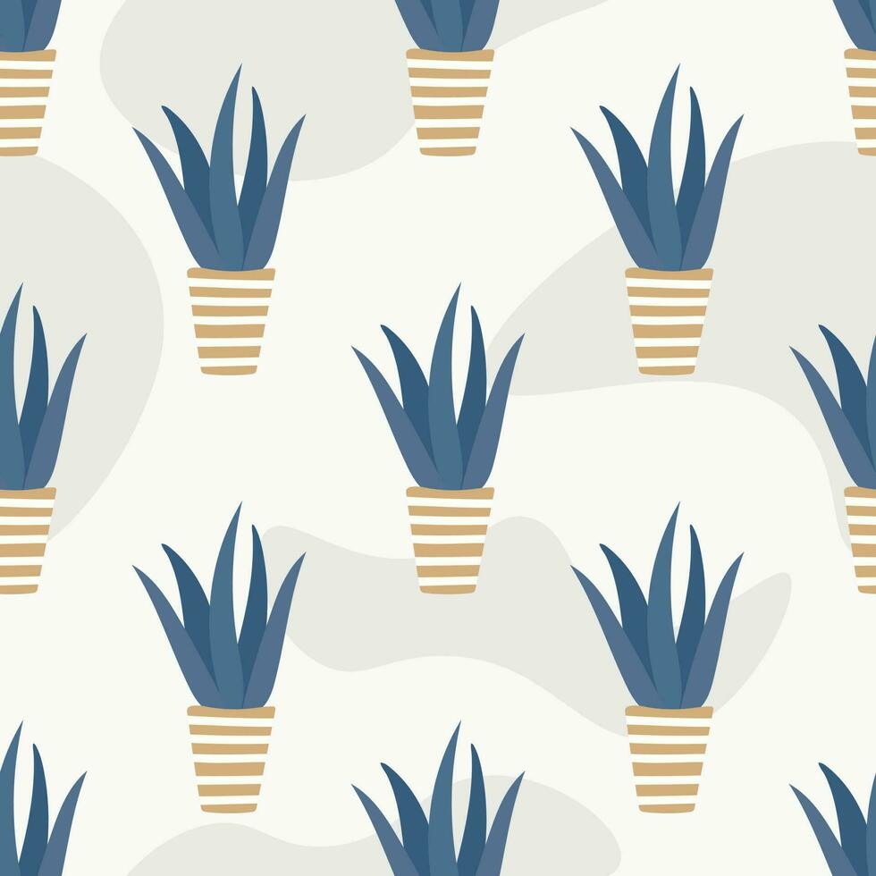 Houseplants in pots seamless pattern vector