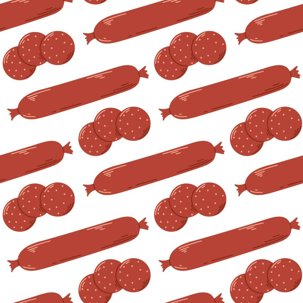 Pepperoni sausage seamless pattern vector