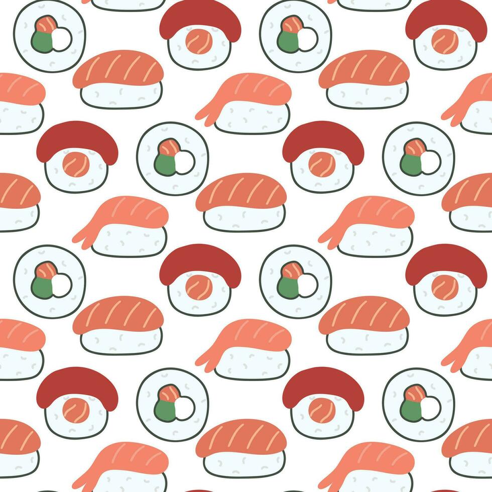 Sushi and sashimi seamless pattern vector