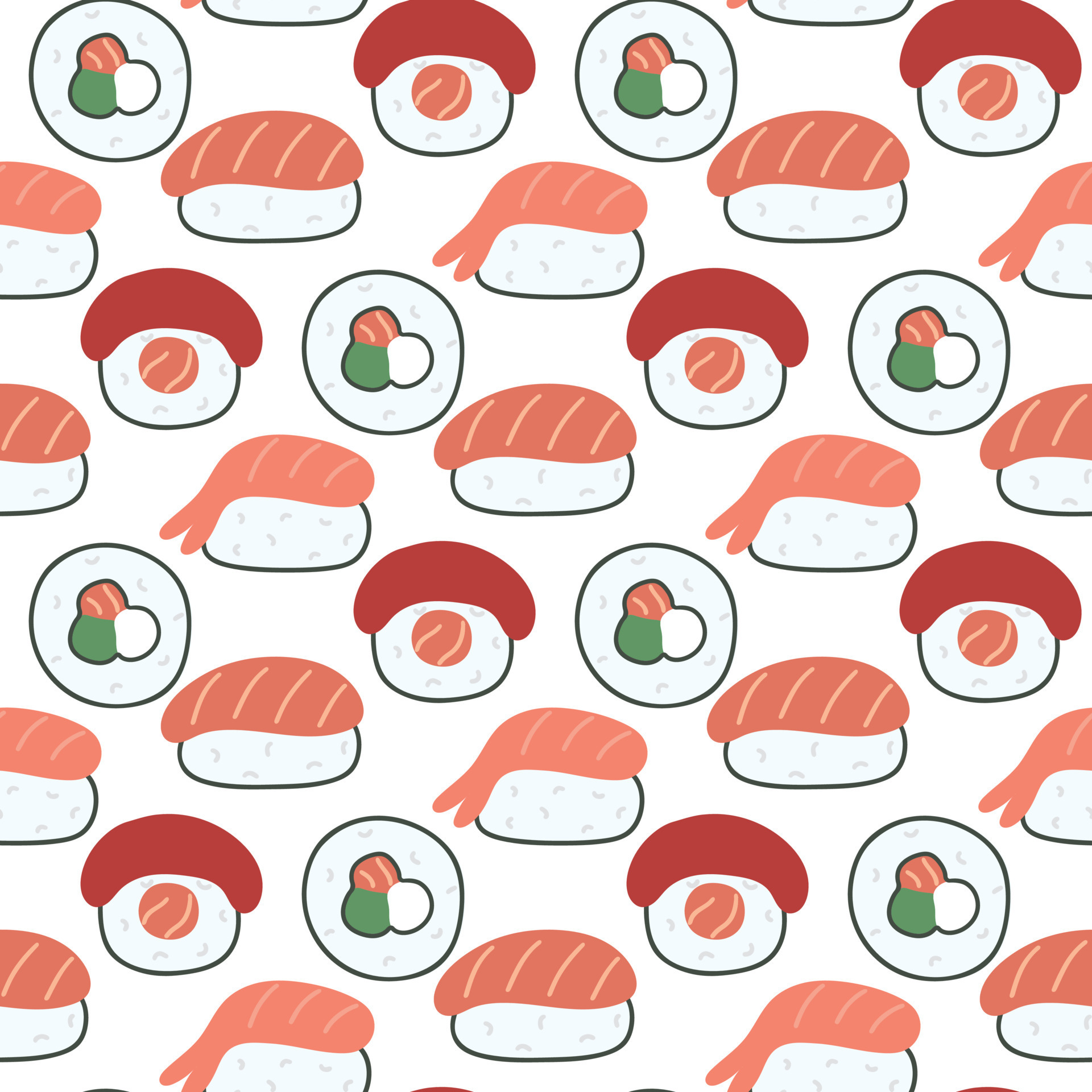 Sushi and sashimi seamless pattern 23472821 Vector Art at Vecteezy