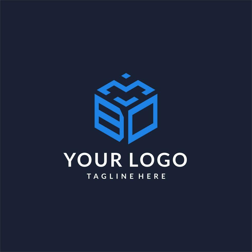 BO logo hexagon designs, best monogram initial logo with hexagonal shape design ideas vector