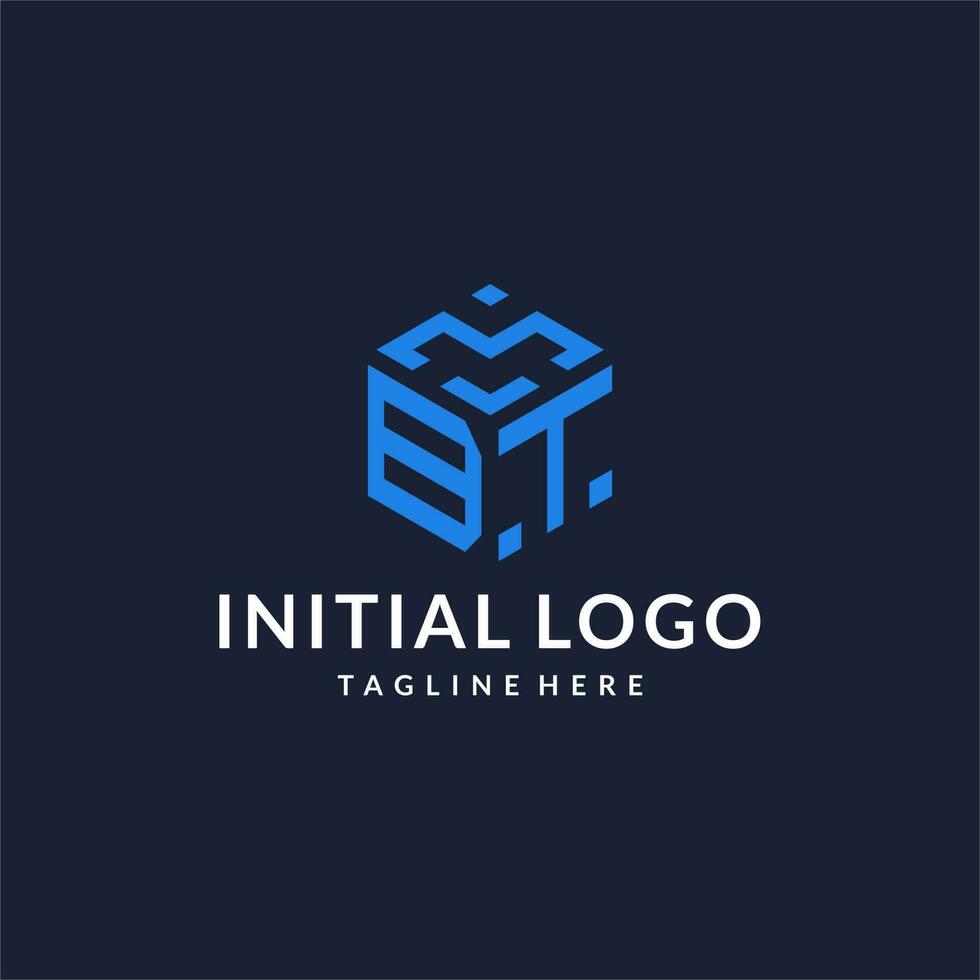 BT logo hexagon designs, best monogram initial logo with hexagonal shape design ideas vector
