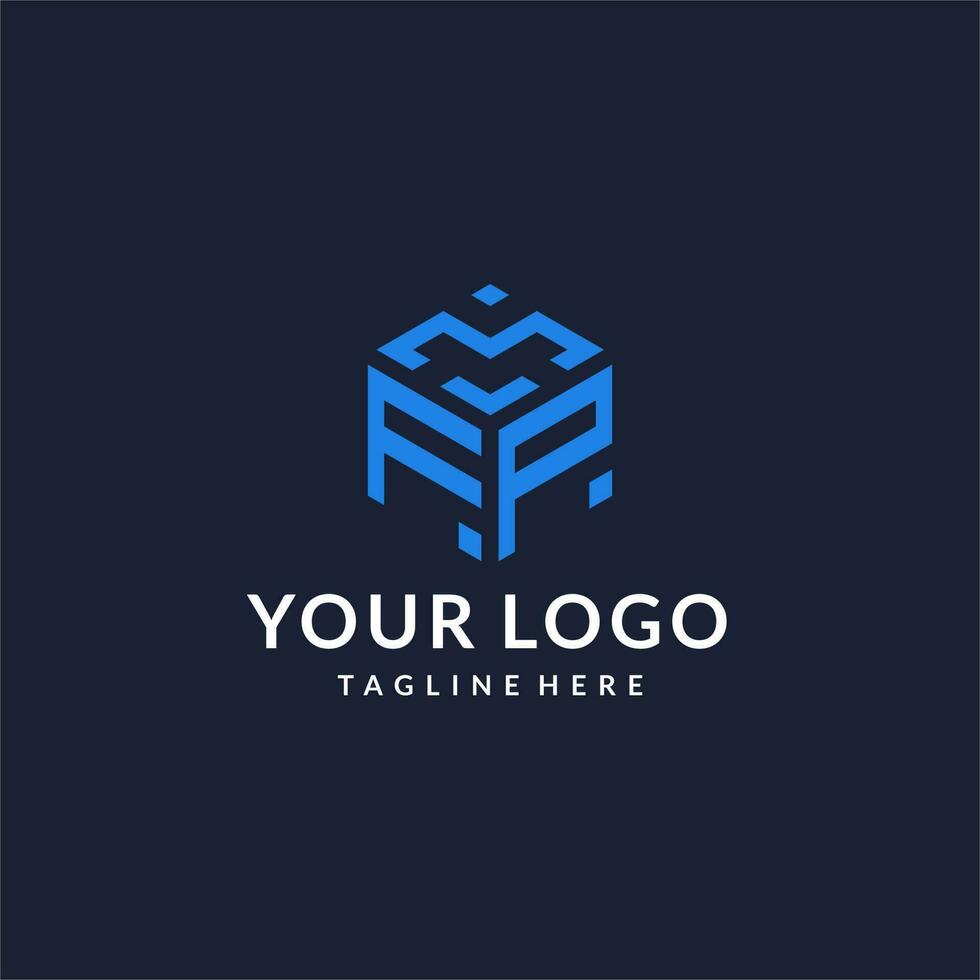 FP logo hexagon designs, best monogram initial logo with hexagonal shape design ideas vector