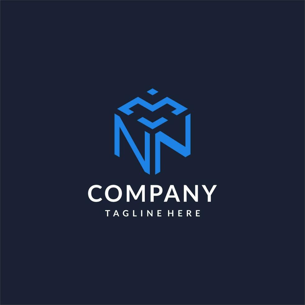 NN logo hexagon designs, best monogram initial logo with hexagonal shape design ideas vector