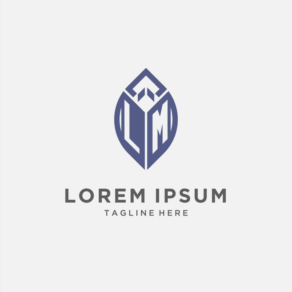 LM logo with leaf shape, clean and modern monogram initial logo design vector