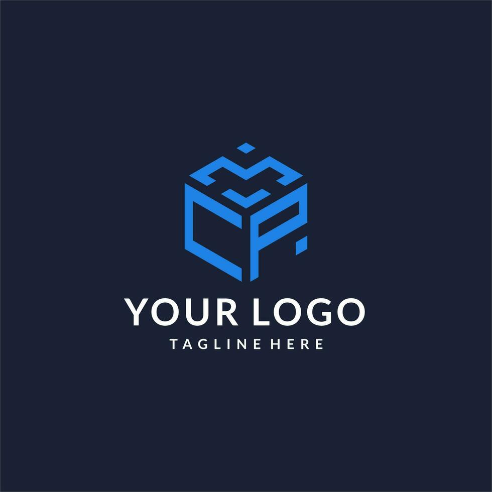 CP logo hexagon designs, best monogram initial logo with hexagonal shape design ideas vector