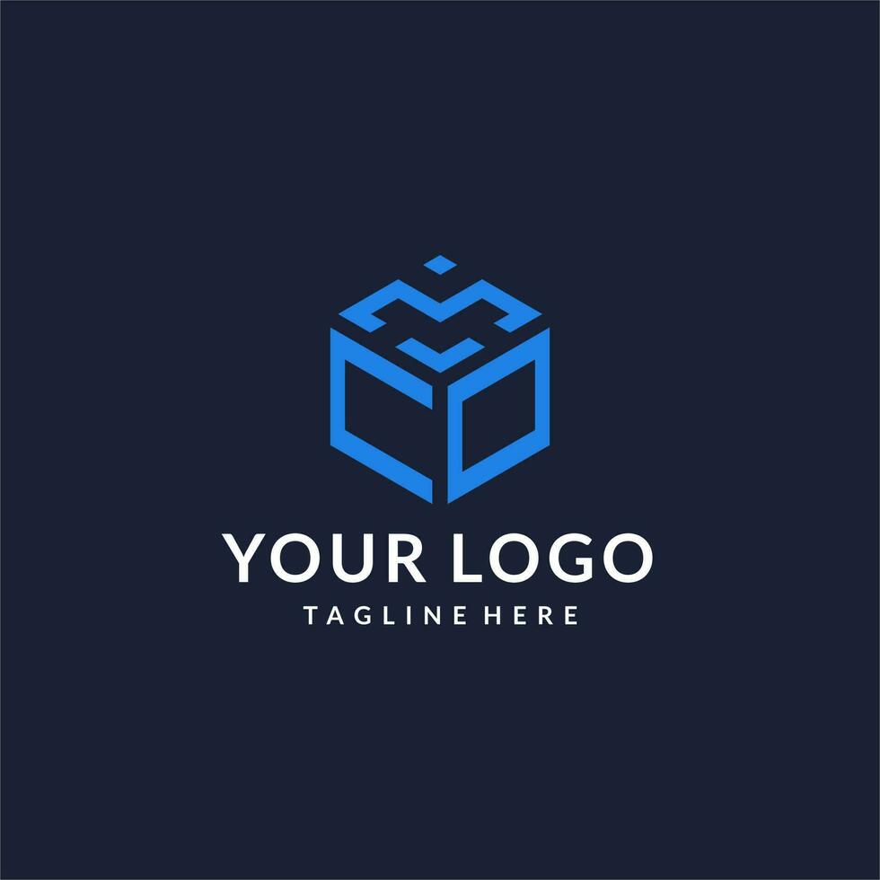 CO logo hexagon designs, best monogram initial logo with hexagonal shape design ideas vector