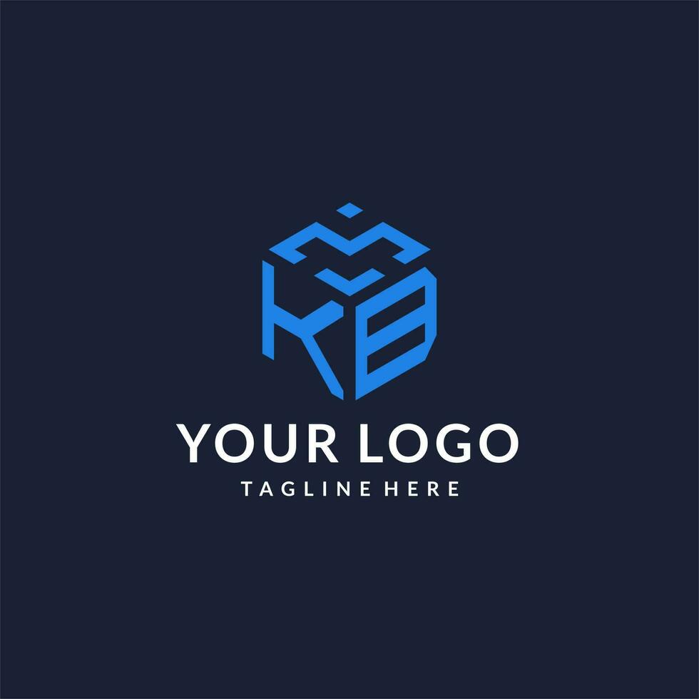 KB logo hexagon designs, best monogram initial logo with hexagonal shape design ideas vector