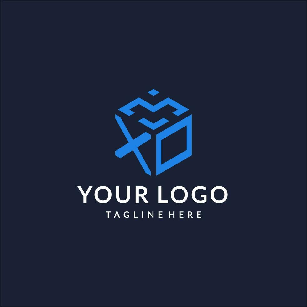 XO logo hexagon designs, best monogram initial logo with hexagonal shape design ideas vector