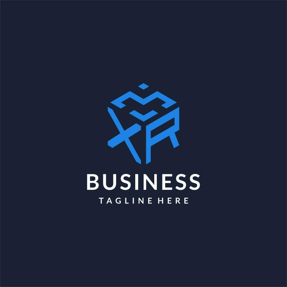 XR logo hexagon designs, best monogram initial logo with hexagonal shape design ideas vector