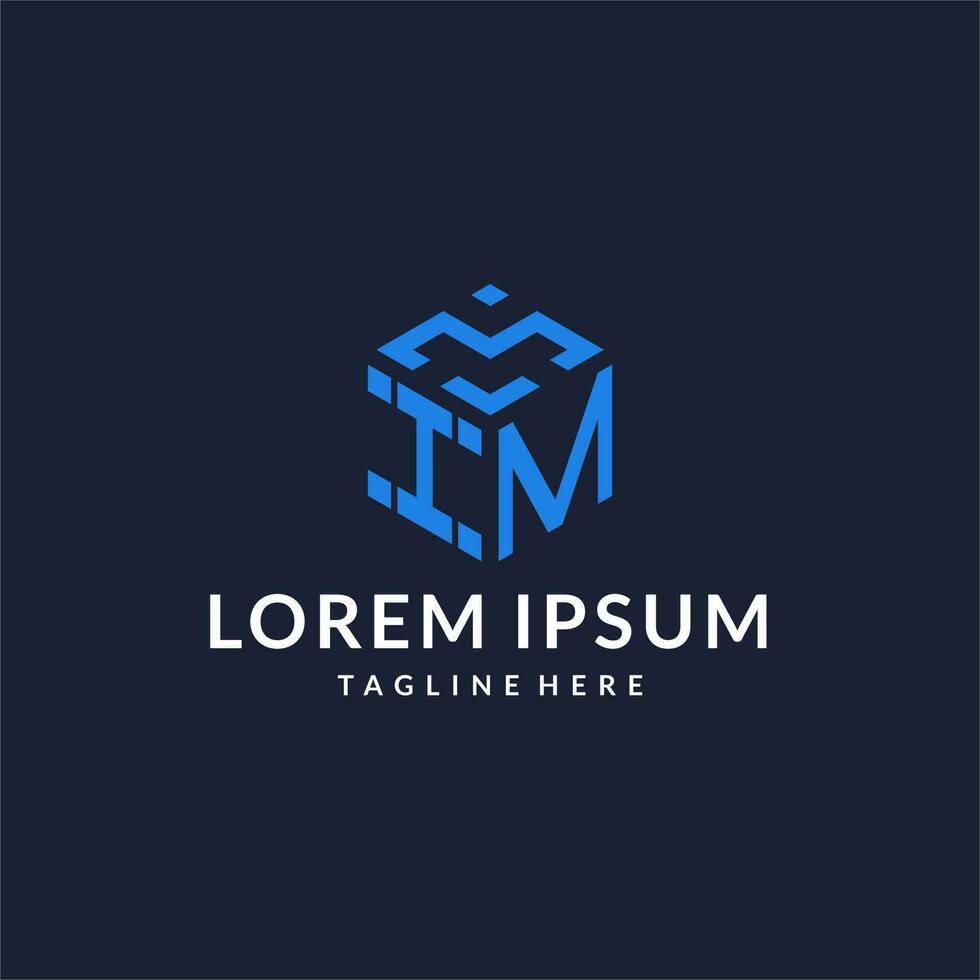 IM logo hexagon designs, best monogram initial logo with hexagonal shape design ideas vector