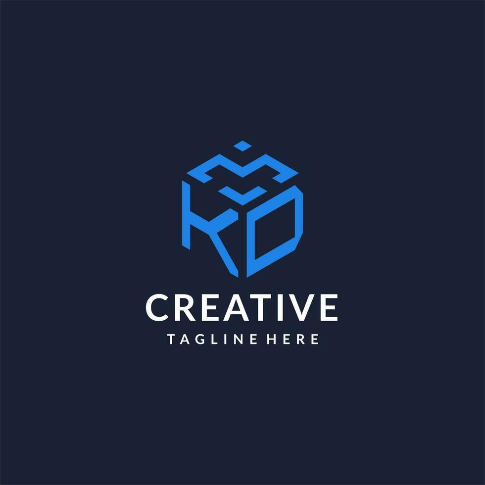 KD logo hexagon designs, best monogram initial logo with hexagonal shape design ideas vector