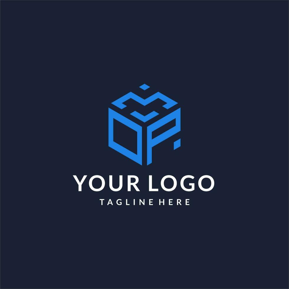 OP logo hexagon designs, best monogram initial logo with hexagonal shape design ideas vector