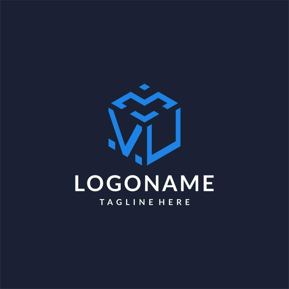 VU logo hexagon designs, best monogram initial logo with hexagonal shape design ideas vector