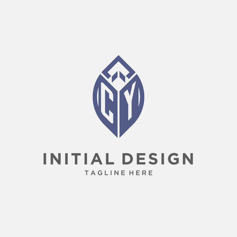 CY logo with leaf shape, clean and modern monogram initial logo design vector