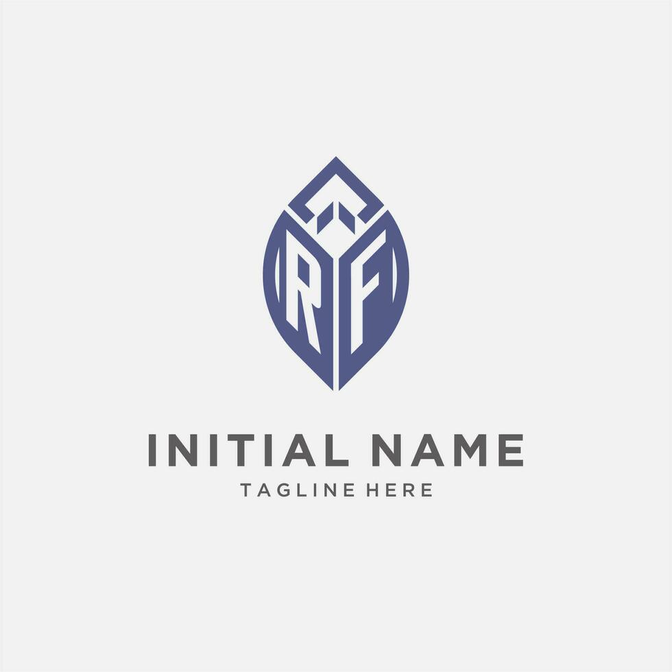 RF logo with leaf shape, clean and modern monogram initial logo design vector