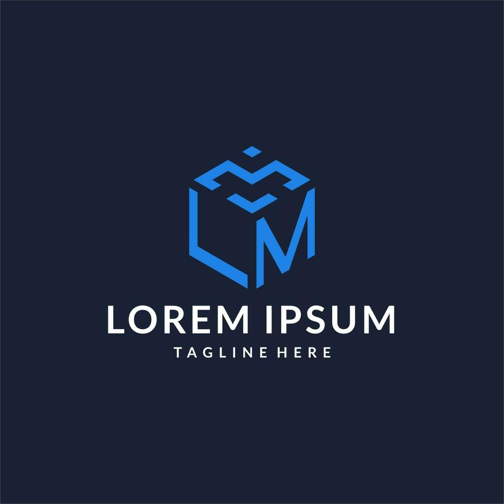 LM logo hexagon designs, best monogram initial logo with hexagonal shape design ideas vector