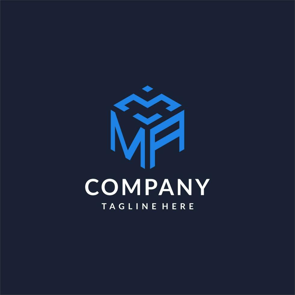 MA logo hexagon designs, best monogram initial logo with hexagonal shape design ideas vector